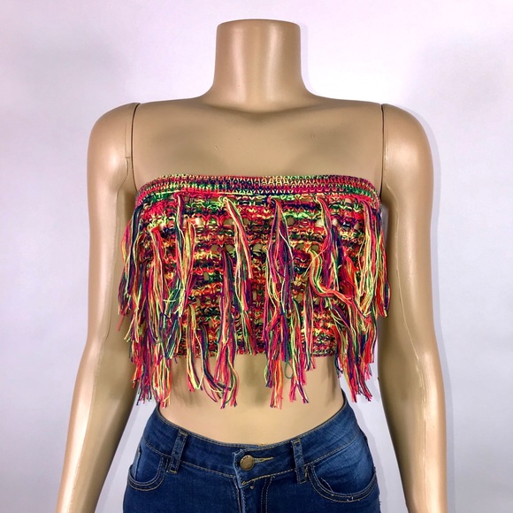 Fringe Crochet Strapless Top - Picture 2 of 3